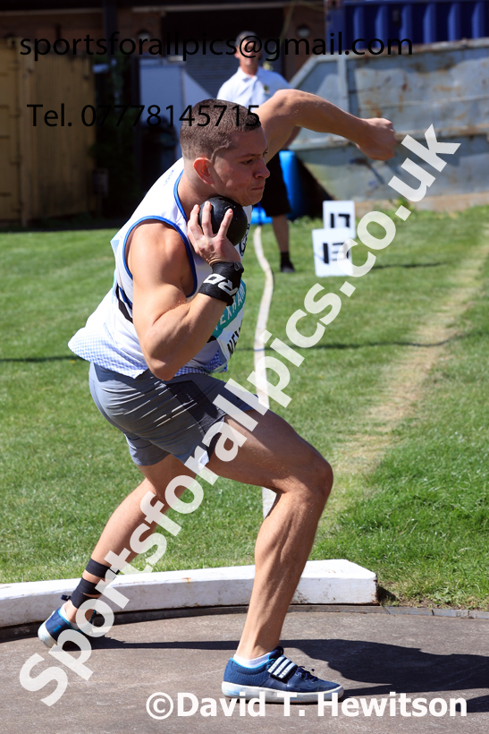 Decathlon shot putt, 2025 EAP International Combined Events, Hexham, Northumberland.  Photo: David T. Hewitson/Sports for All Pics
